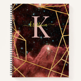 Blue Space Gold Glitzer Sparkname Monogram Notizbuch