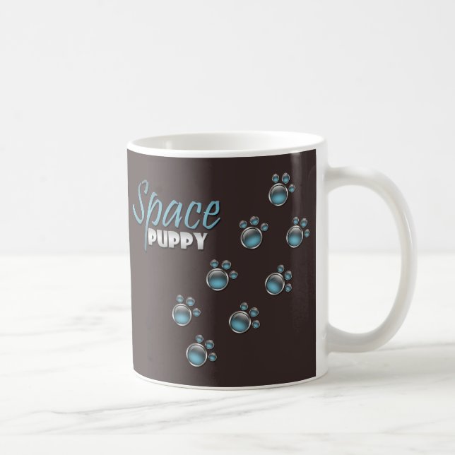 Blue Space Welpe Paw Printing Tasse (Rechts)