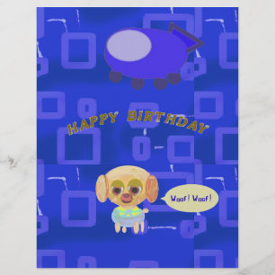 Blue Spaceship Puppy Letterhead Briefbogen