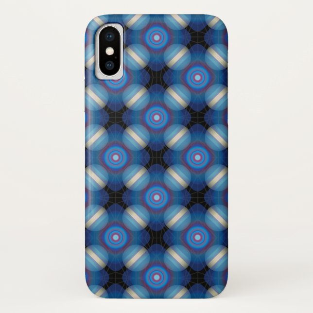 Blue Spacey Geometric Case-Mate iPhone Hülle (Rückseite)