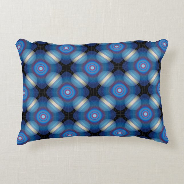 Blue Spacey Geometric Dekokissen (Vorderseite)