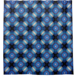 Blue Spacey Geometric Duschvorhang