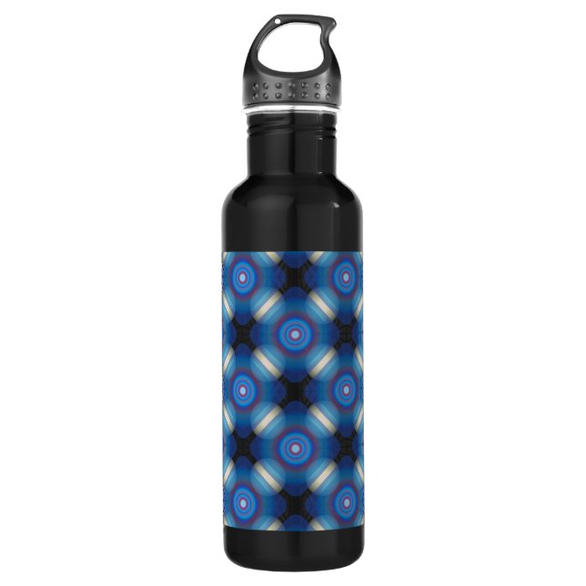 Blue Spacey Geometric Edelstahlflasche (Vorderseite)