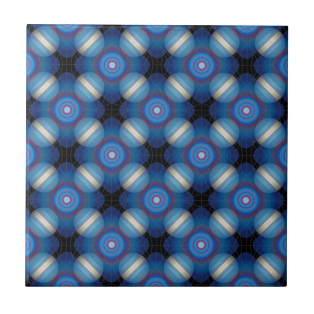 Blue Spacey Geometric Fliese (Vorderseite)