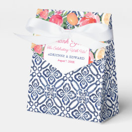 Blue Spanish Tiles Bold Florals Citrus Wedding Geschenkschachtel
