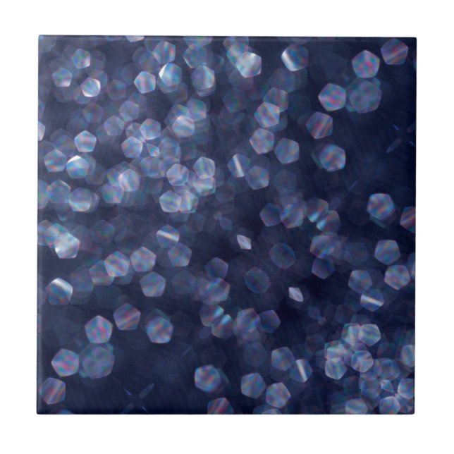 Blue Sparkle Bokeh Lights Fliese (Vorderseite)