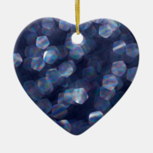 Blue Sparkle Bokeh Lights Keramik Ornament