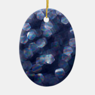 Blue Sparkle Bokeh Lights Keramikornament