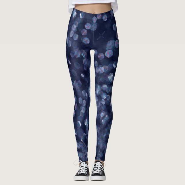 Blue Sparkle Bokeh Lights Leggings (Vorderseite)