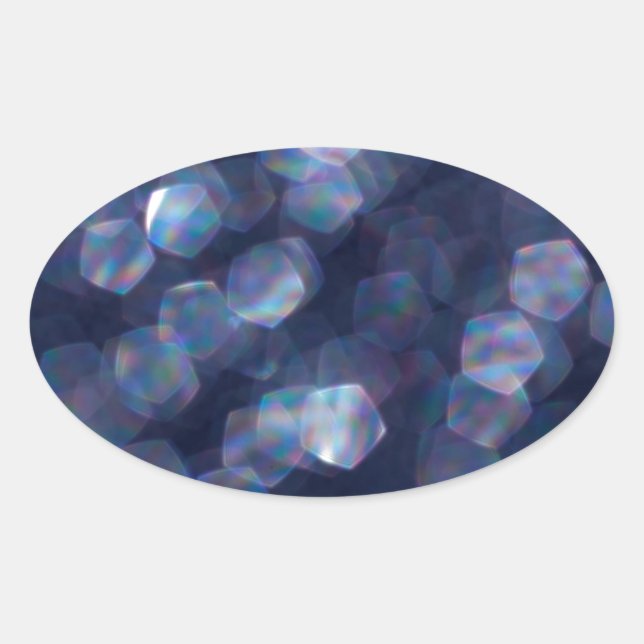 Blue Sparkle Bokeh Lights Ovaler Aufkleber (Vorderseite)