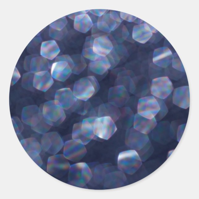 Blue Sparkle Bokeh Lights Runder Aufkleber (Vorderseite)