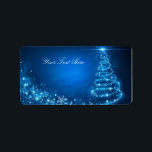 Blue Sparkle Christmas Tree Address Label Adressaufkleber<br><div class="desc">In anderen Farben erhältlich. Für weitere Optionen drücken Sie die Schaltfläche Anpassen.</div>