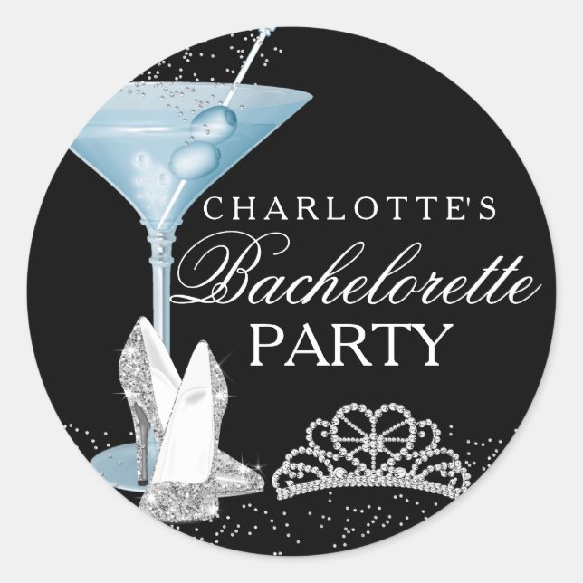 Blue Sparkle Cocktail Bachelorette Sticker (Vorderseite)