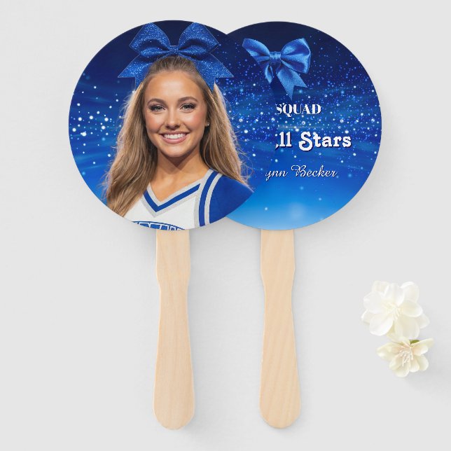 Blue Sparkle Dance Cheer Face on a Stick 10-pack Fächer (Vorne und Hinten)
