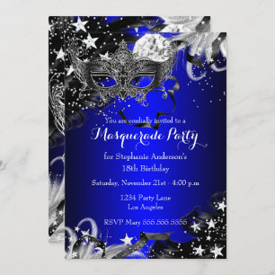 Blue Sparkle Magical Night Masquerade Invitation
