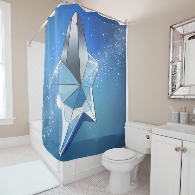 Blue Sparkle Star Parfüm Flasche Glam Duschvorhang (Beispiel)