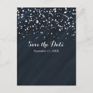 Blue & Sparkle Stars Eleganter Glamour Save the Da Ankündigungspostkarte
