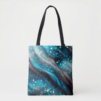 Blue Sparkling Abstrakt Background Shopping Bag Tasche