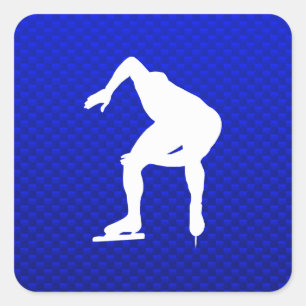 Blue Speed Skater Quadratischer Aufkleber