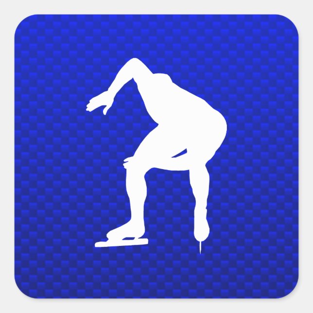 Blue Speed Skater Quadratischer Aufkleber (Vorderseite)