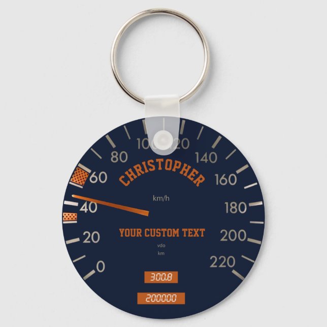 Blue Speedometer auf Dashboard-Schlüsselanhänger Schlüsselanhänger (Vorderseite)