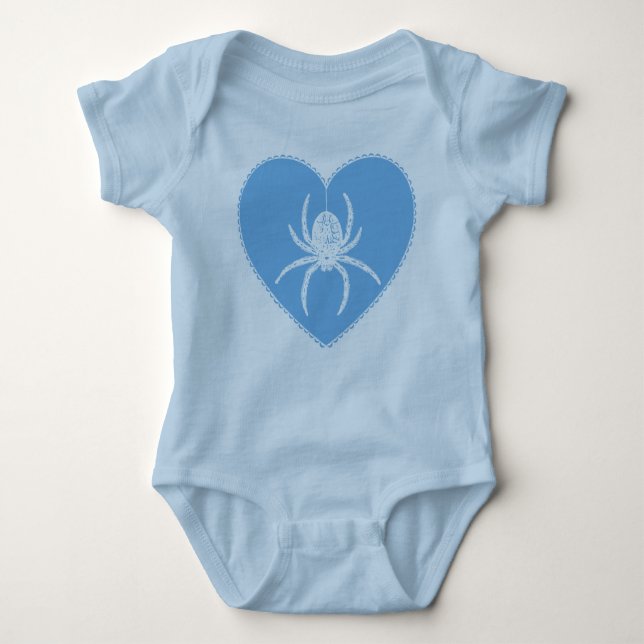 Blue Spider Heart Baby Bodysuit Baby Strampler (Vorderseite)