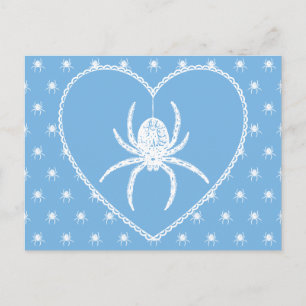 Blue Spider Heart Postcard Postkarte