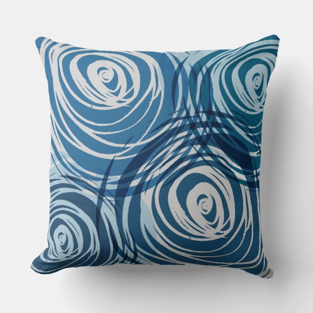 BLUE SPIRAL DESIGN Retro Throw Kissen (Vorderseite)
