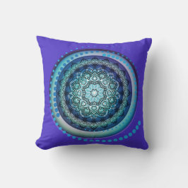Blue Spiral Medallion Design Throw Kissen