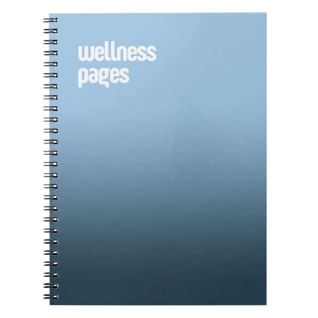 Blue Spiral Notebook - "Wellness Pages" Journal Notizblock (Vorderseite)