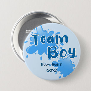 Blue Splash Gender offenbart Team Boy blau Button
