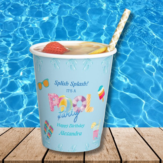 Blue Splish Splash Kindergeburtstag Pool Party Pappbecher (Von Creator hochgeladen)