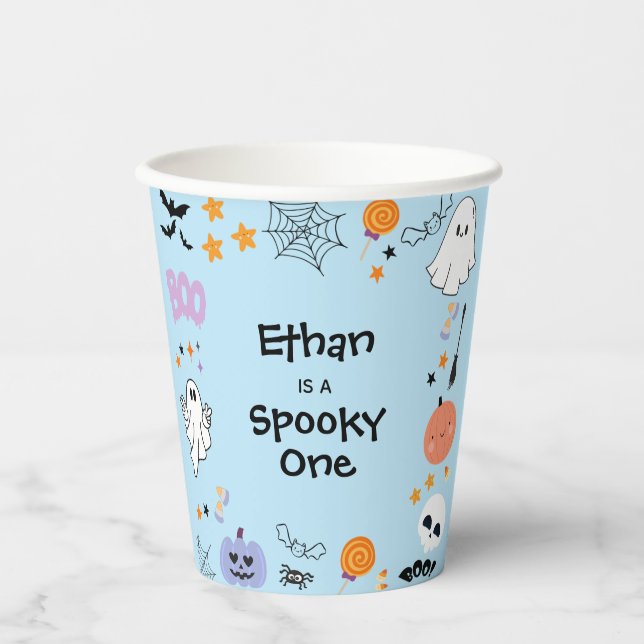 Blue Spooky One Niedlich Ghost Halloween 1. Geburt Pappbecher (Vorderseite)