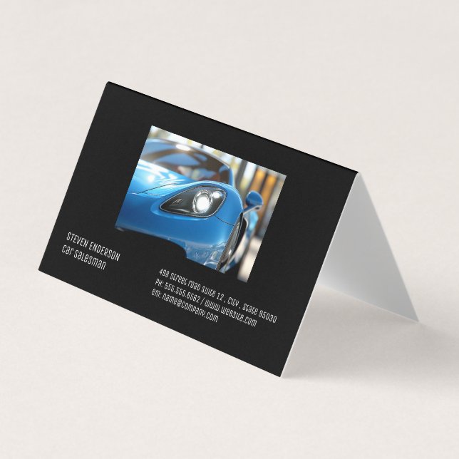 Blue Sports Car | Close Up  Visitenkarten (Vorderseite)