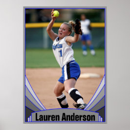Blue Sports Foto und Spielername Custom Poster