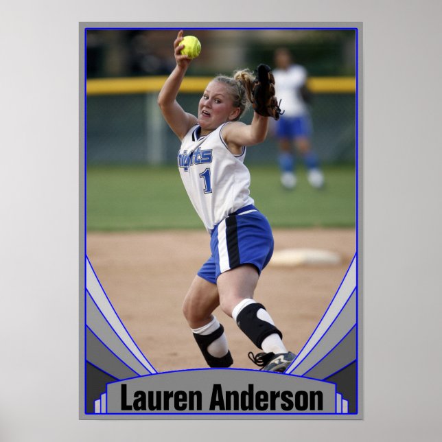 Blue Sports Foto und Spielername Custom Poster (Vorne)