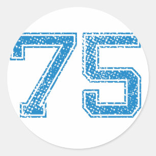 Blue Sports Jerzee Number 75 Runder Aufkleber
