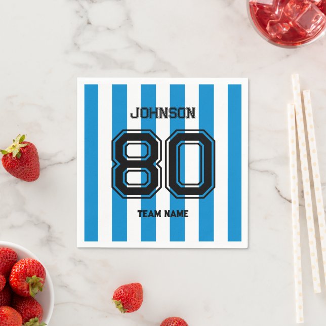 Blue Sports Team Individuelle Name Number Team Gam Serviette (Beispiel)
