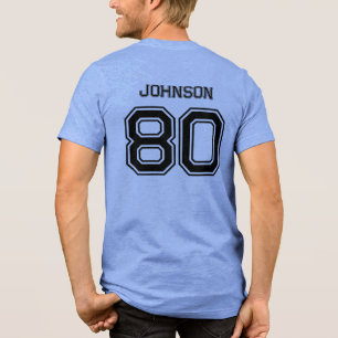 Blue Sports Team Individuelle Name, Number, Team R Tri-Blend Shirt