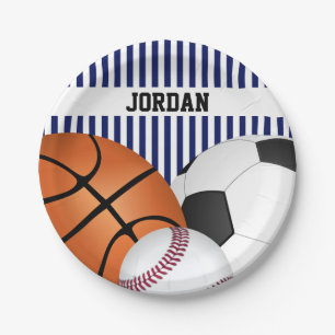 Blue Sports Theme Geburtstagspapier-Teller Pappteller
