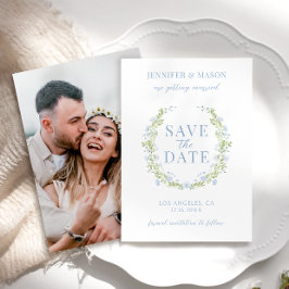 Blue Spring Blume Save the Date Foto Einladung