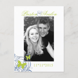 Blue Spring Butterfly Save the Date Postcard Ankündigungspostkarte