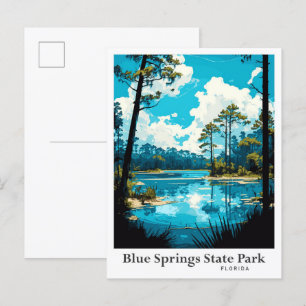 Blue Springs Staat Park Florida Illustration Postkarte