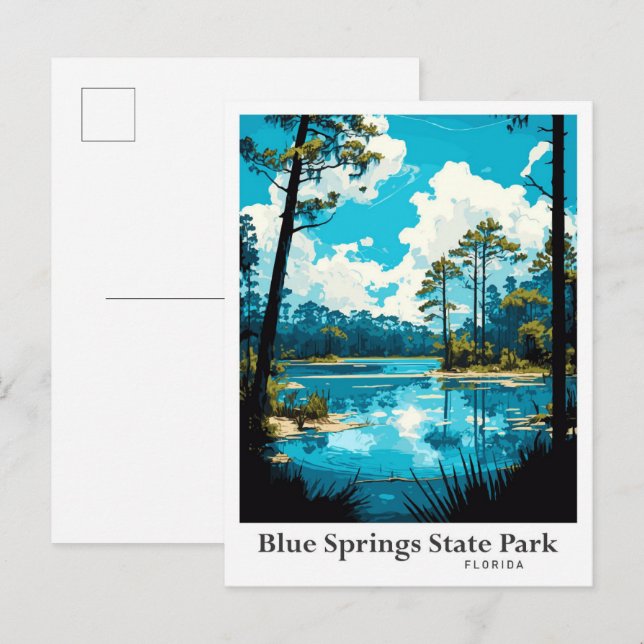 Blue Springs Staat Park Florida Illustration Postkarte (Vorne/Hinten)