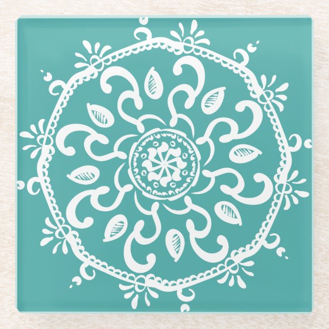 Blue Spruce Mandala Glasuntersetzer (Vorderseite)