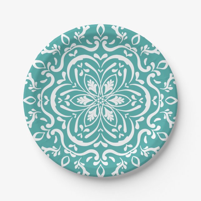 Blue Spruce Mandala Pappteller (Vorderseite)