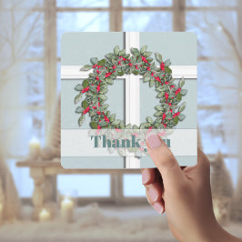 Blue Spruce Window to Winter Thank You Feiertagskarte
