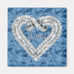 Blue Square Liebe Diamond Heart Magnet