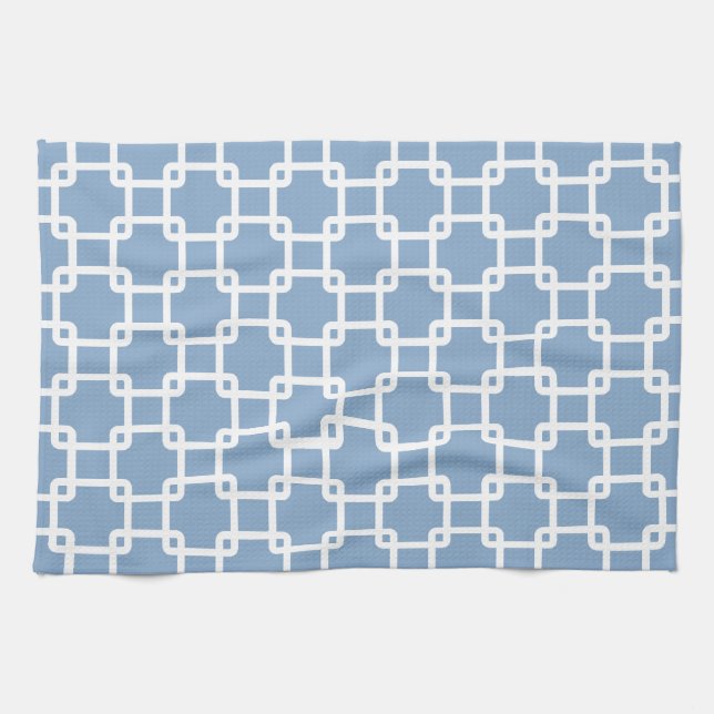 Blue Square Link Pattern Küche Handtücher (Horizontal)