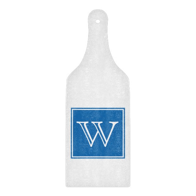 Blue Square Monogram Cutting Board Schneidebrett (Vorderseite)